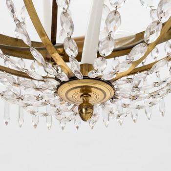 A Swedish gilt-brass Empire six-light chandelier, early 19th century.