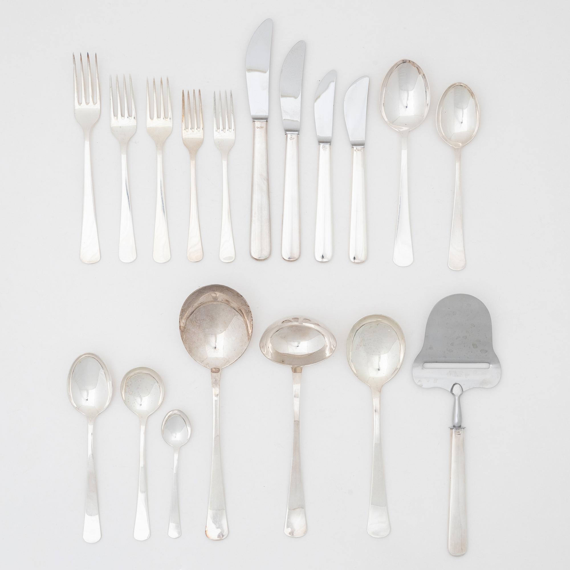 A Swedish silver cutlery, 'Excellens', including with mark of CG Hallberg, Stockholm 1959 (132 pieces).