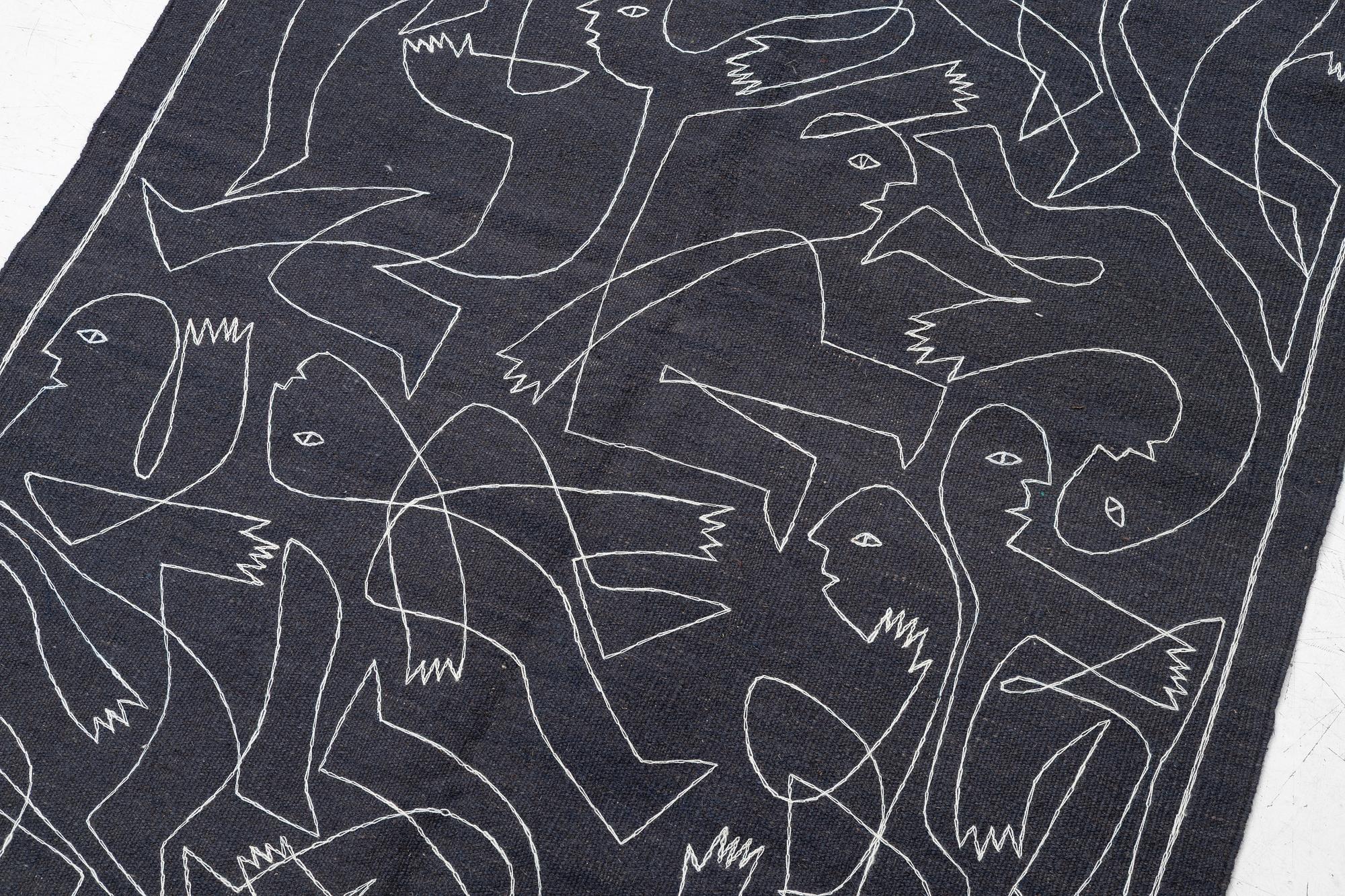 Matta, handbroderad Kelim, 183 x 126 cm.