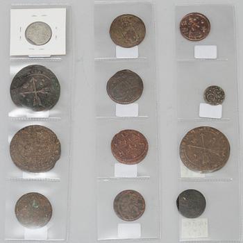 SAMLING MYNT, 40 stycken, Sverige, 15-1700-tal.