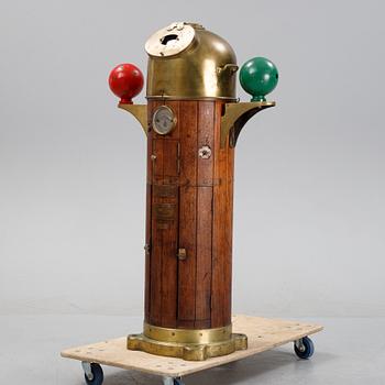 An oak and brass binnacle from Nunotani Keiki Seisakusho Ltd., mid 20th Century.