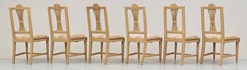 Six Gustavian late 18th century chairs.