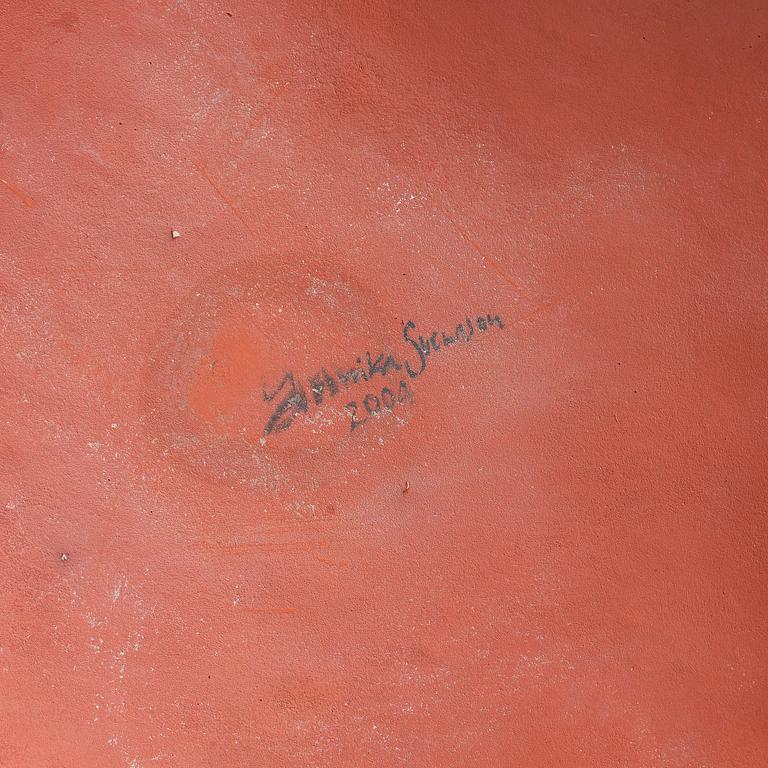 Annika Svensson, stor skål, "Böljande gul", egen ateljé, 2004.