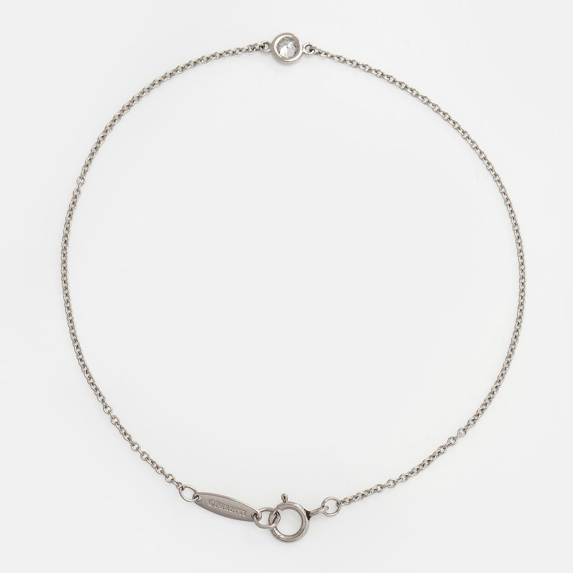 Tiffany & Co, Elsa Peretti, a platinum 'Diamonds by the Yard' bracelet with a brilliant-cut diamond.