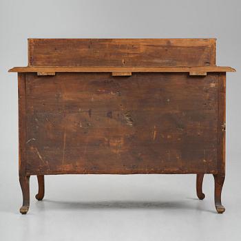 A late baroque walnut parquetry commode by C. Linning (master in Stockholm 1744-79).