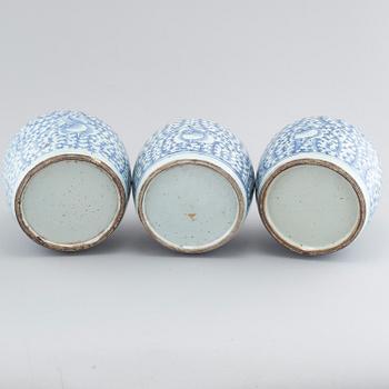 Three 19th century Chinese porcelain jars.