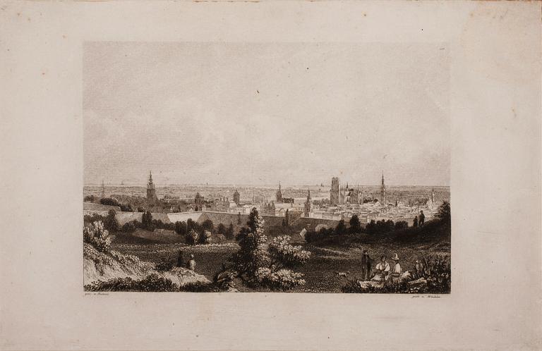 FREDERICK ARTHUR FARRELL, etsningar 8 st, i mapp "Poland and danzig", omkring 1925.