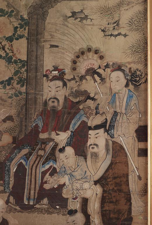 A painting of a gathering with Shoulao, Qing Dynasty, 19th century.