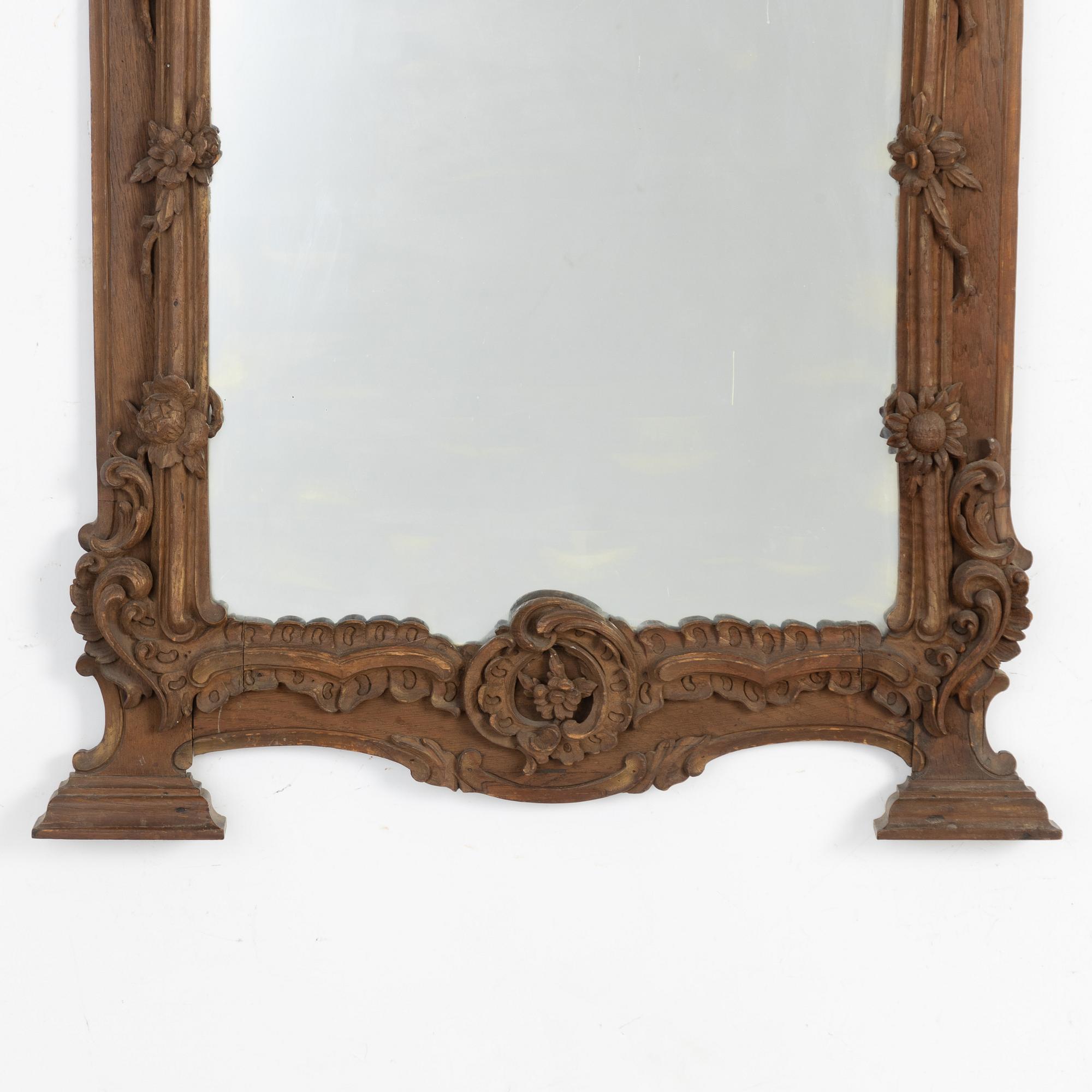 Spegel med konsolbord, sent 1800-tal, med målning, 1700-tal.