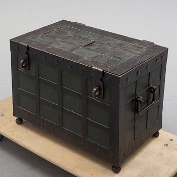 A 19th century iron strongbox.