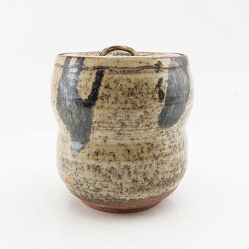 Japanese urns signed, glazed stoneware, late 20th century.