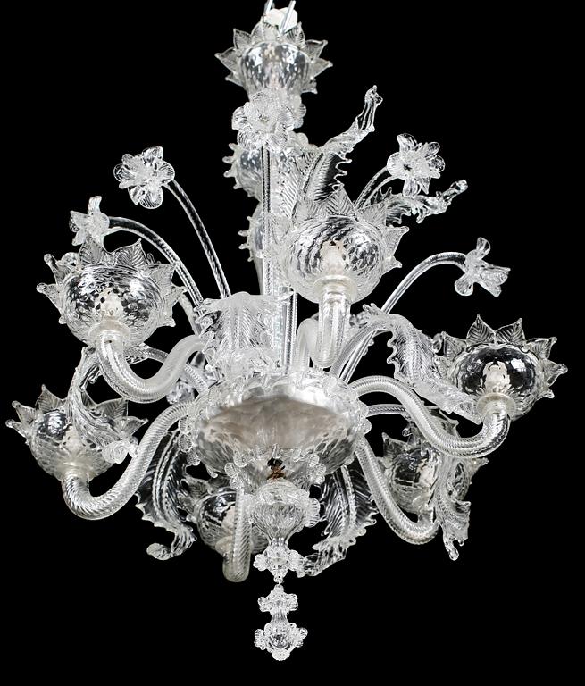 LJUSKRONA, glas, venetiansk stil, 1900-talets andra hälft. Höjd ca 78 cm.