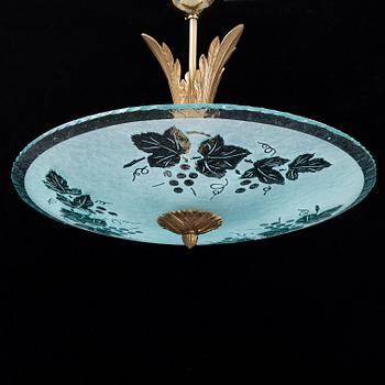 A mid 20th Century glass ceiling light.