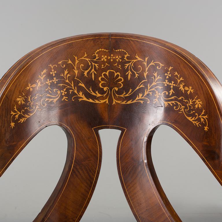 A set of four Empire armchairs "chaise gondole", Austria-Hungary first half 1800's.