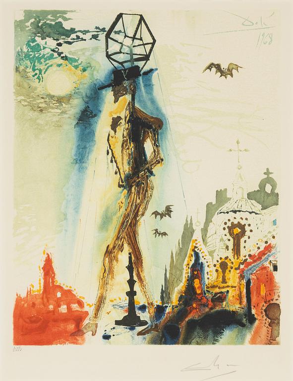 Salvador Dalí, färglitografi, 1970, signerad LVII/CXXV.