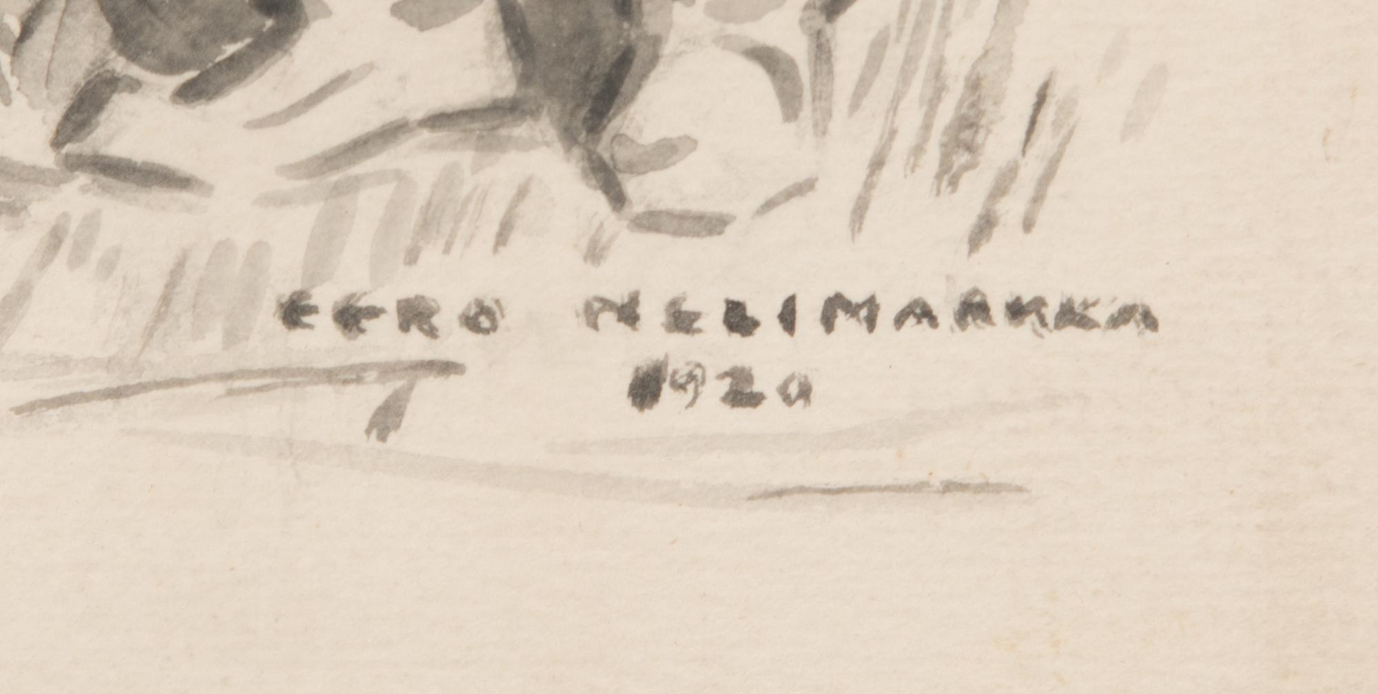 EERO NELIMARKKA, tussilaveeraus, signeerattu ja päivätty 1920.