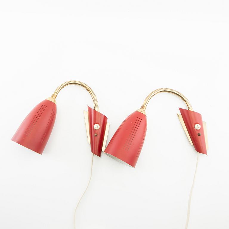 Wall lamps, a pair, mid-20th century.