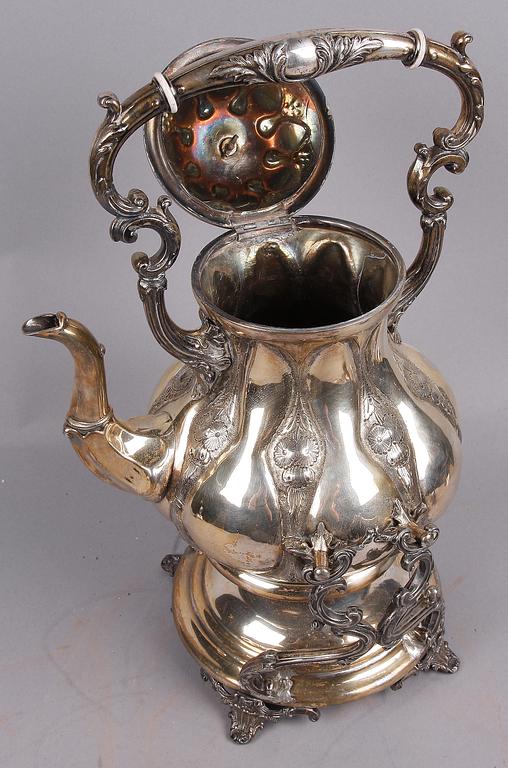 TEKÖK och RECHAUD, nysilver, 1800/1900-tal.