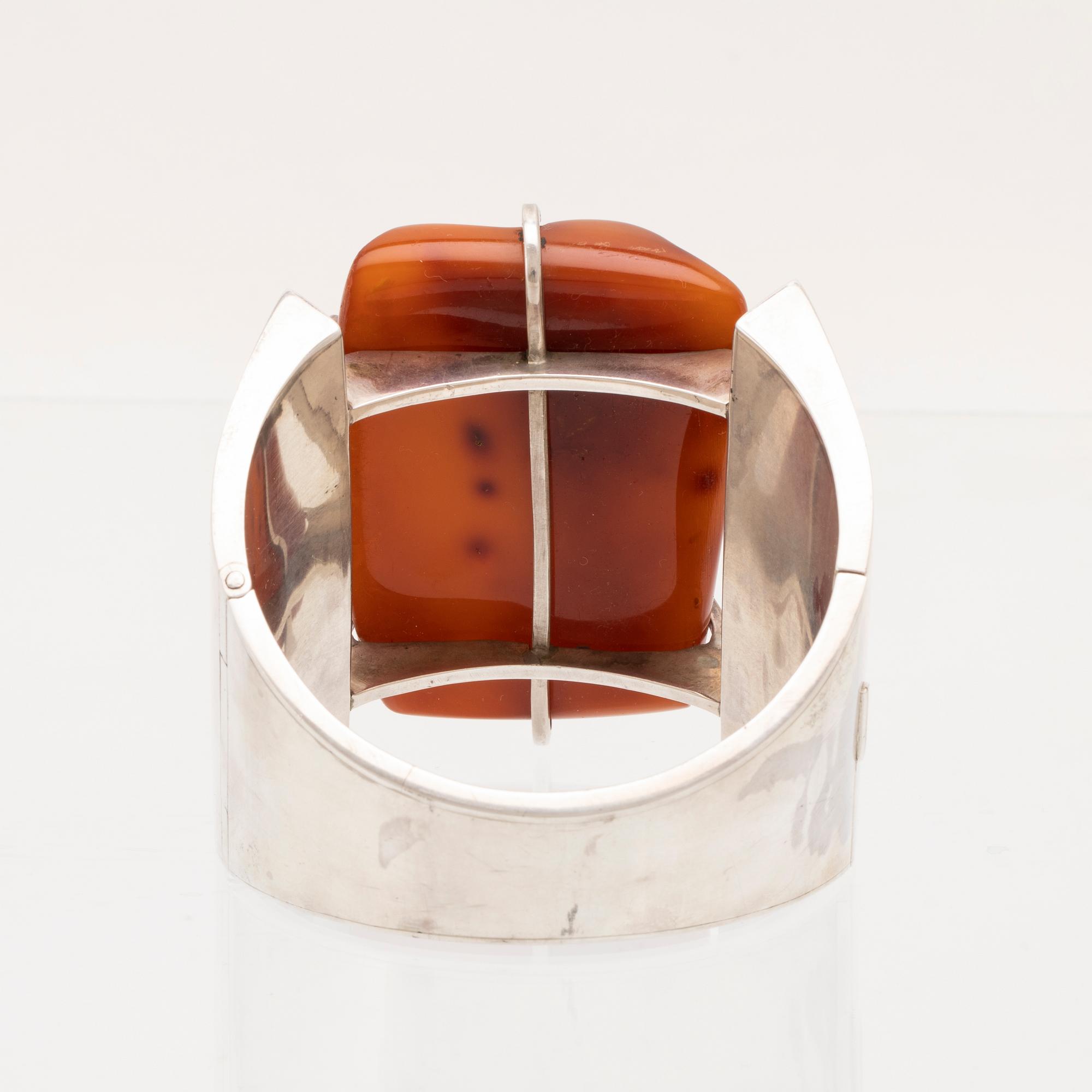Bracelet, silver and amber, Jens Asger Larsen, Naestved, Denmark, second half of the 20th century.