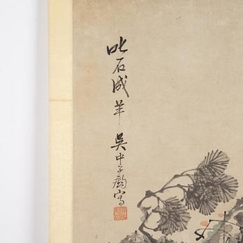 Wei Jian (Kina, 1800-tal), två målningar, Figurscener i landskap.
