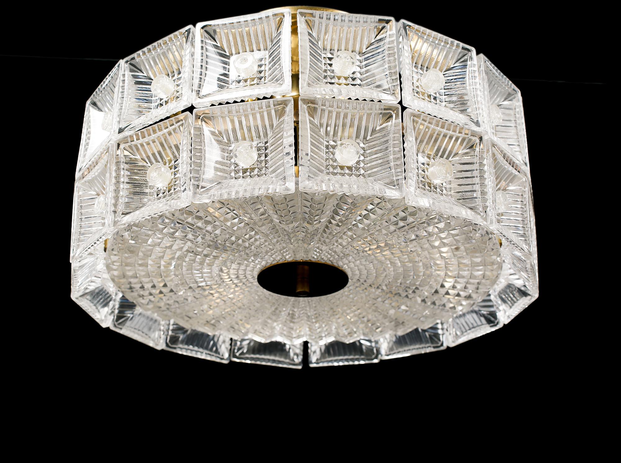 TAKLAMPA, Carl Fagerlund, Orrefors, 1900-talets andra hälft. Höjd ca 25 cm.