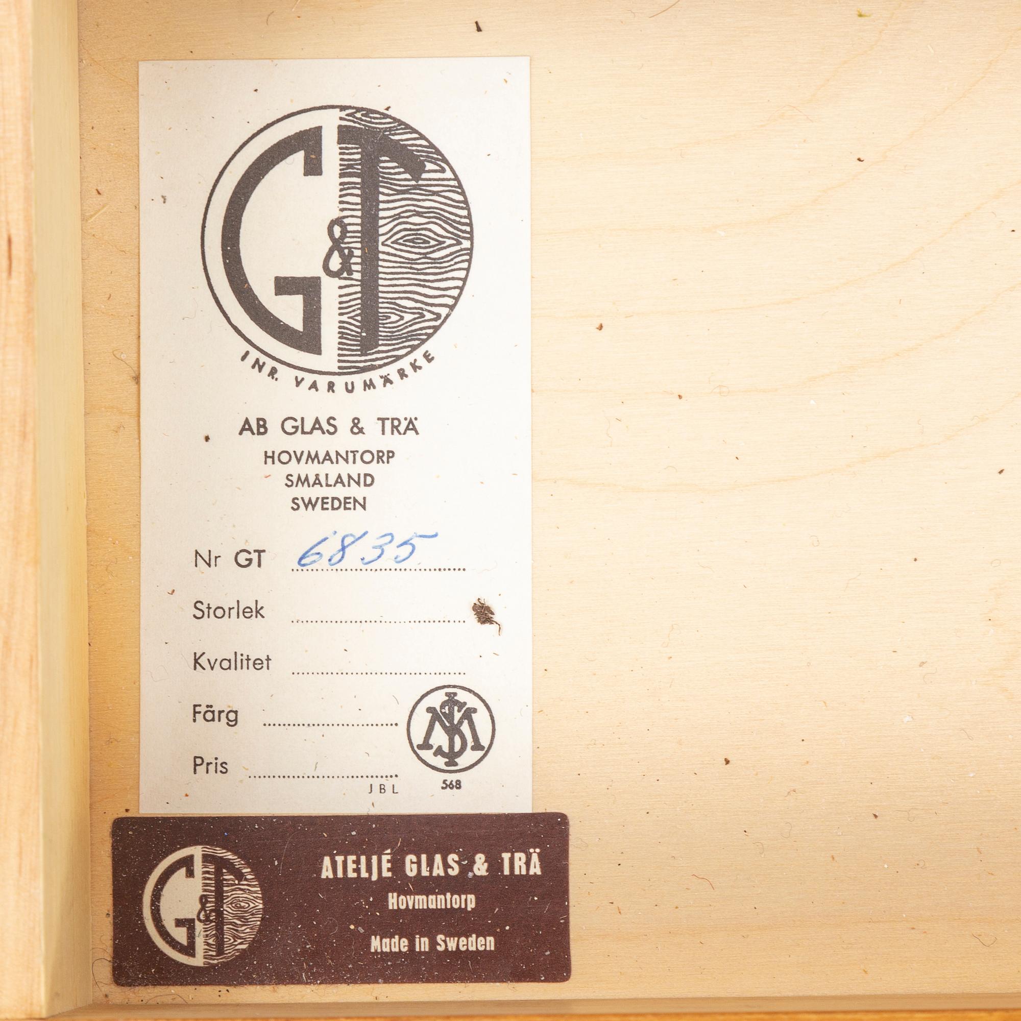 RIMBERT SANDHOLT, byrå, "GT 6835", AB Glas & Trä, 1900-talets andra hälft.