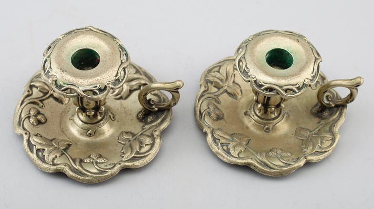 NATTLJUSSTAKAR, 1 par, nysilver, 1800-talets andra hälft.