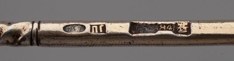 PARTI SILVER, 6 delar. 84 silver Moskva Ryssland 1896-1908. Vikt 139 g.