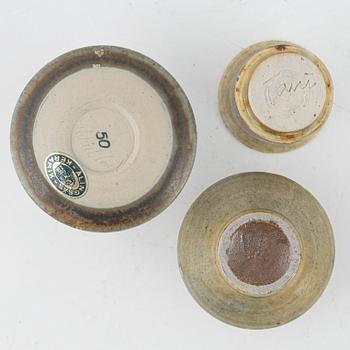 18 miniature stoneware vases and bowls, including Höganäs, Stig Lindberg and Bernt Friberg.