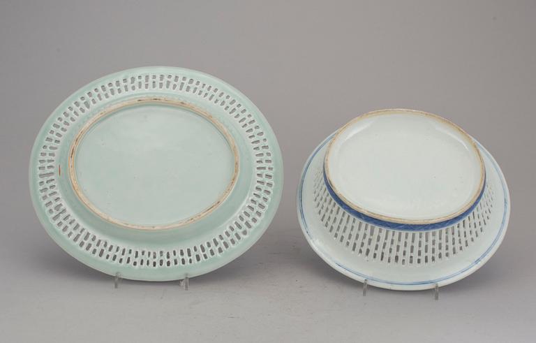 GALLERKORG med FAT, porslin tidigt 1800-tal. Kina.