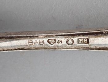 BESTICK, 30 delar, silver, GAB, Stockholm 1940/50-tal. Vikt med stålblad ca 1333 g.