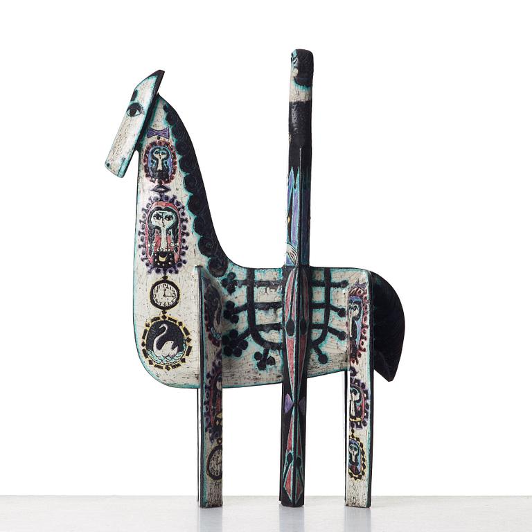 Birger Kaipiainen, a ceramic sculpture of a horserider, Rörstrand, Sweden 1950's.