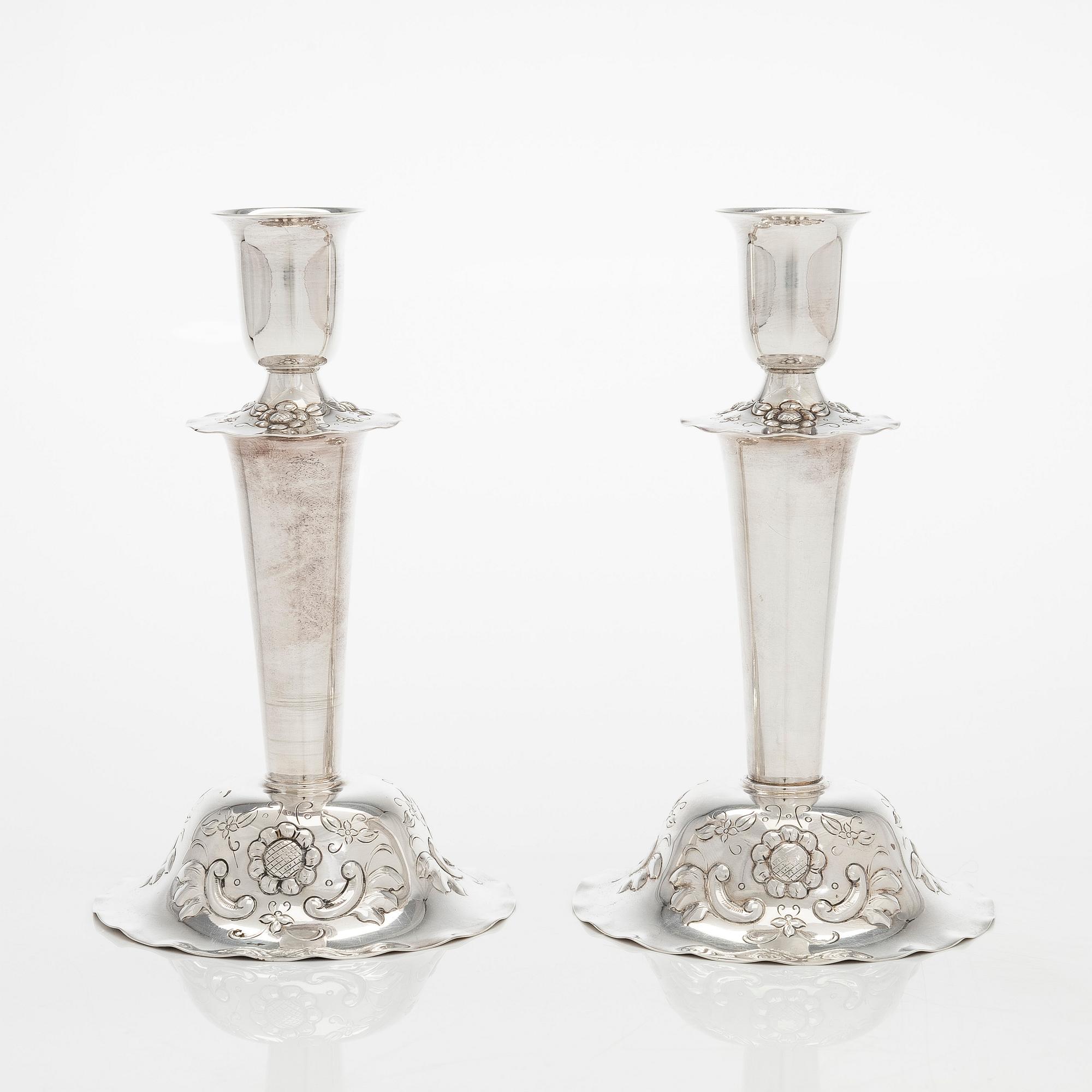 Ljusstakar, ett par, silver, GAB Stockholm 1958.