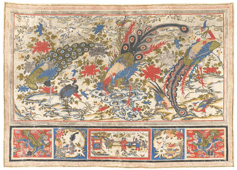 A Chinese painting/tapestry, late Qing dynasty.