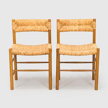 Charlotte Perriand, four mid-20th century "Dordogne" chairs for Sentou, France.