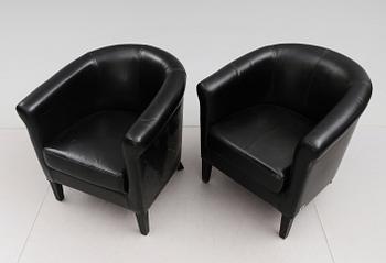 KLUBBFÅTÖLJER, 1 par, skinn, 2000-tal.