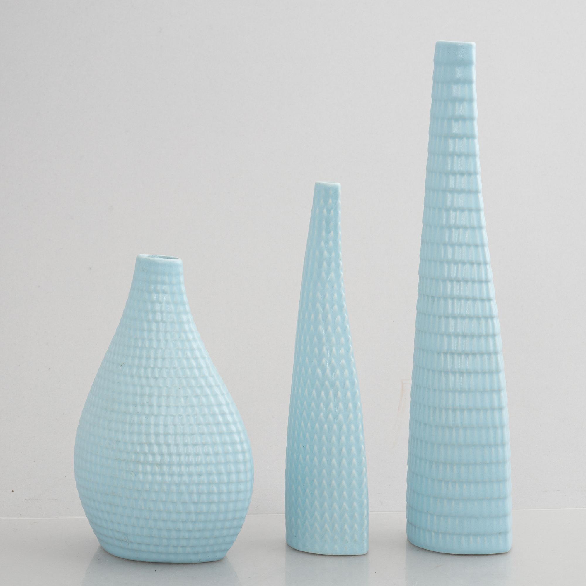 Stig Lindberg, a set of five stoneware "Reptile" vases & bowls, Gustavsberg, 1953-63.