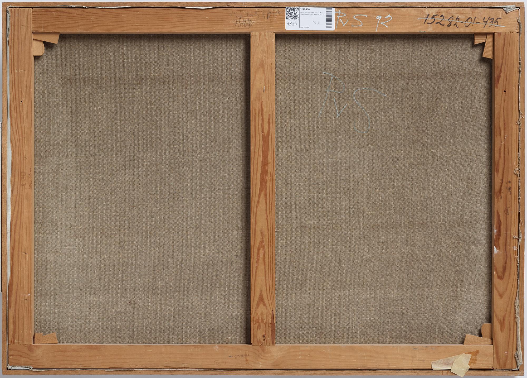 Philip von Schantz, oil on canvas. Signed PvS and dated -92.
