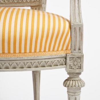 A pair of late Gustavian armchairs by E Ståhl (1797-1820).