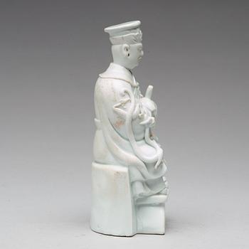 A blanc de chine figure of a daoist dignitary, Qing dynasty.