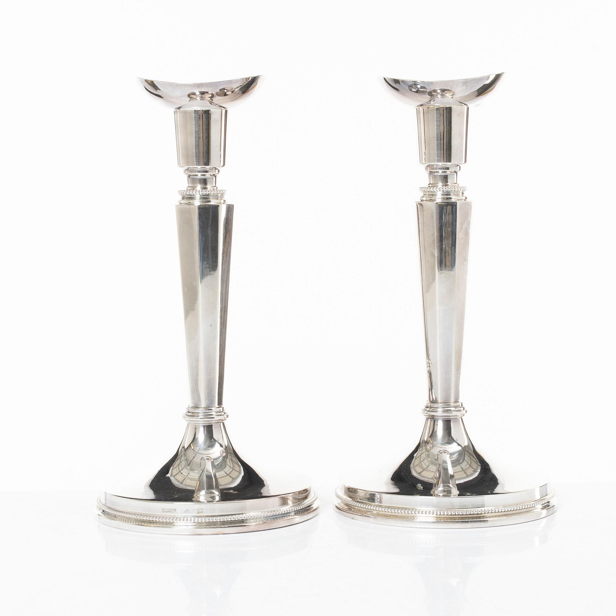 Ljusstakar, ett par, silver, MGAB, Uppsala, 1967.