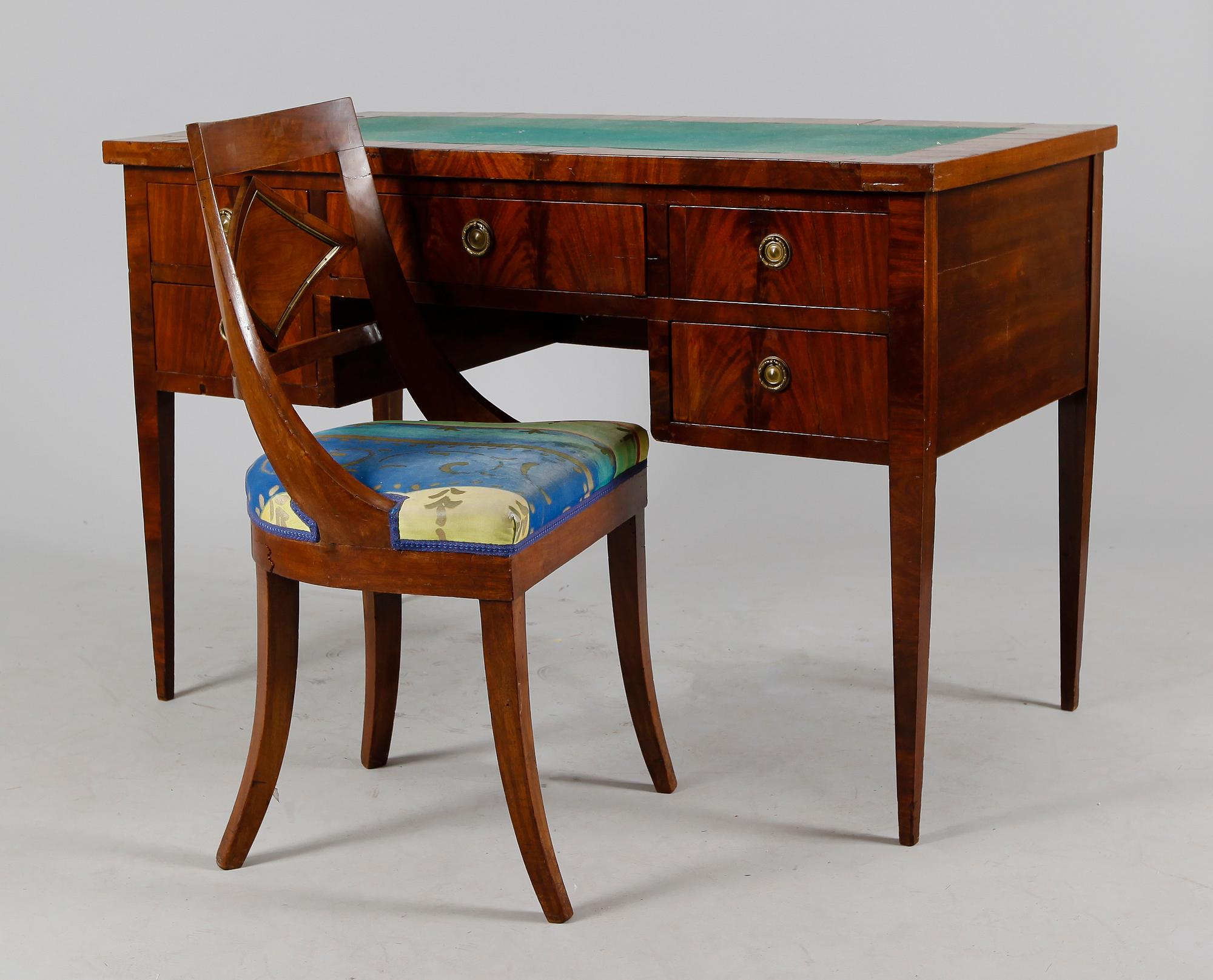 SKRIVBORD SAMT STOL, 1800-talets mitt.