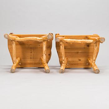 A pair of mid-20th-century armchairs made by Tauno Saarela Kuusamo Finland.