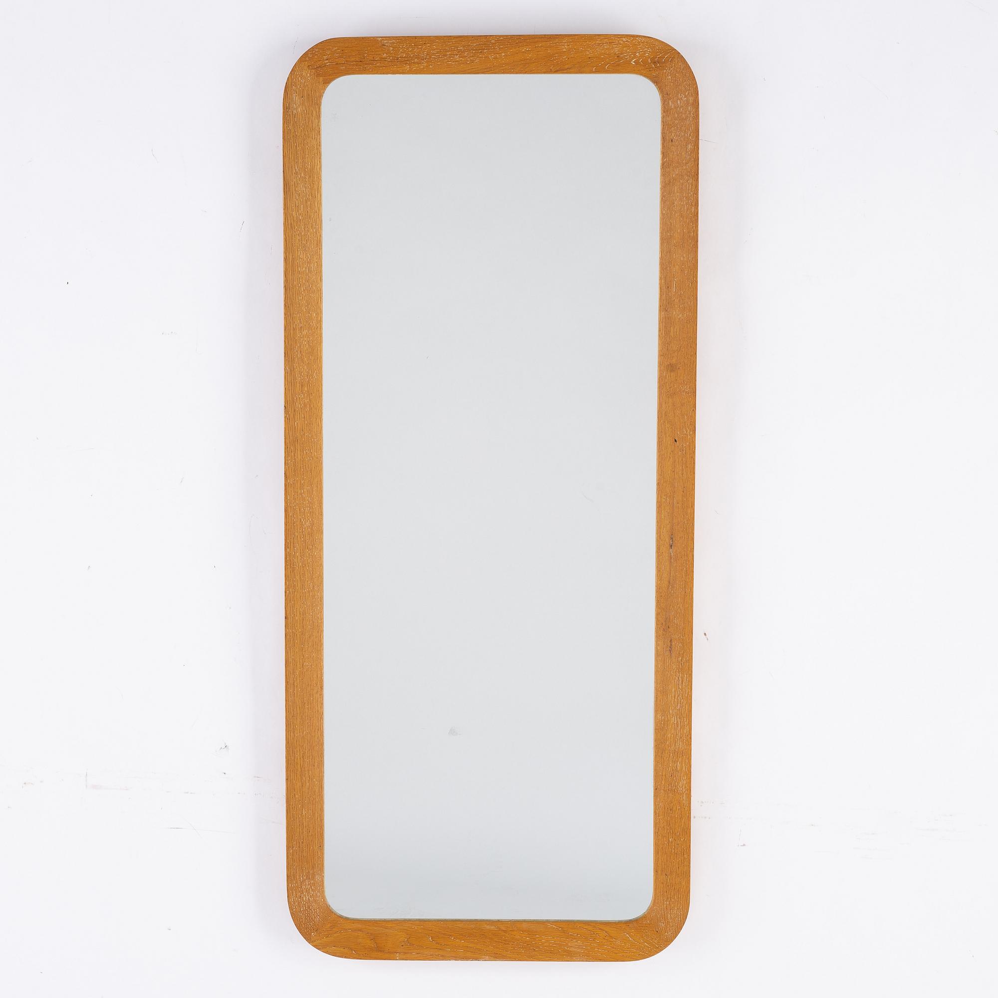 A mirror with oak frame from Ateljé Glas &Trä, Hovmantorp, 1960s.