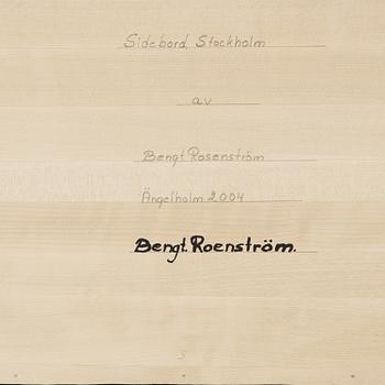 BENGT ROSENSTRÖM, sideboard "Stockholm", rotfanerad och rostfritt stål, Ängelholm 2004.