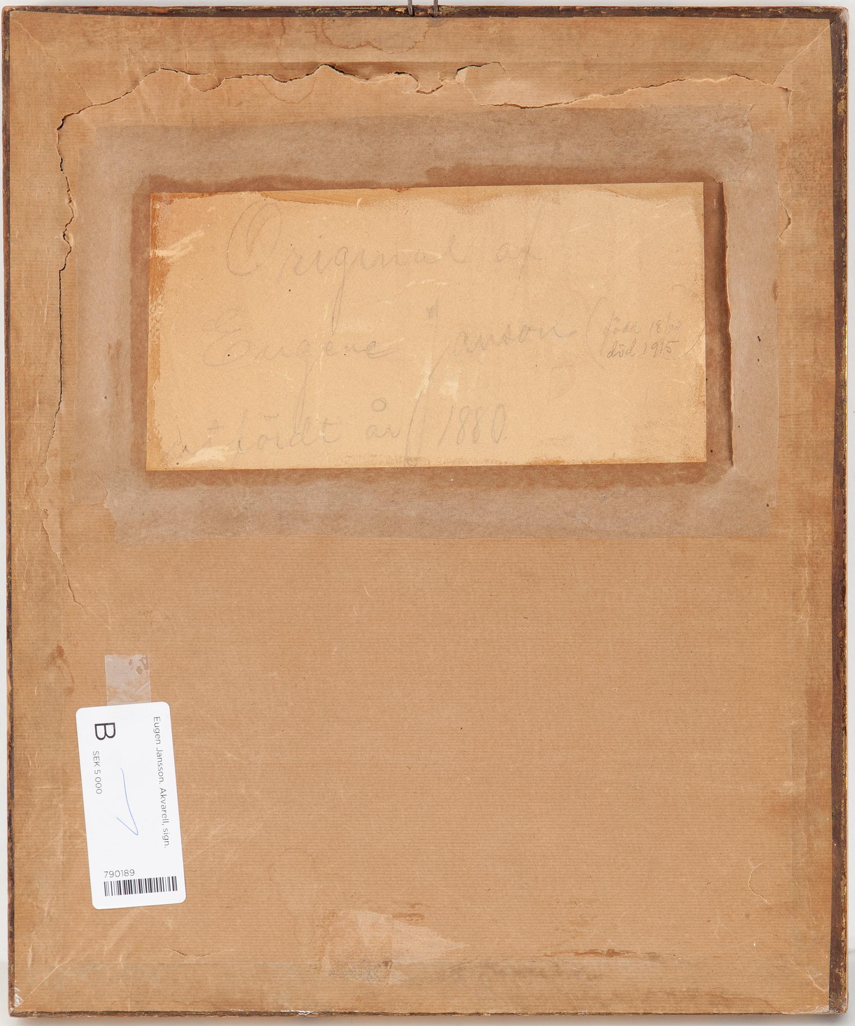 EUGÈNE JANSSON, gouache, signed.