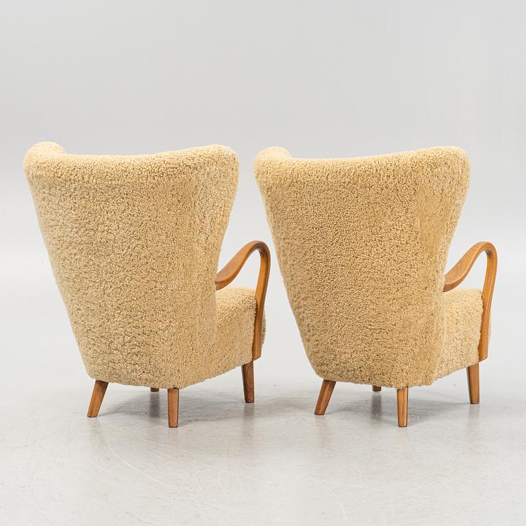 Alfred Christensen, tillskrivna, fåtöljer, ett par, Slagelse Møbelfabrik;Danmark 1950-tal.