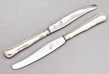 BESTICKSERVIS, 72 delar, silver, Gammal Dansk-liknande modell, 1900-tal. Tot vikt 3500 gram.