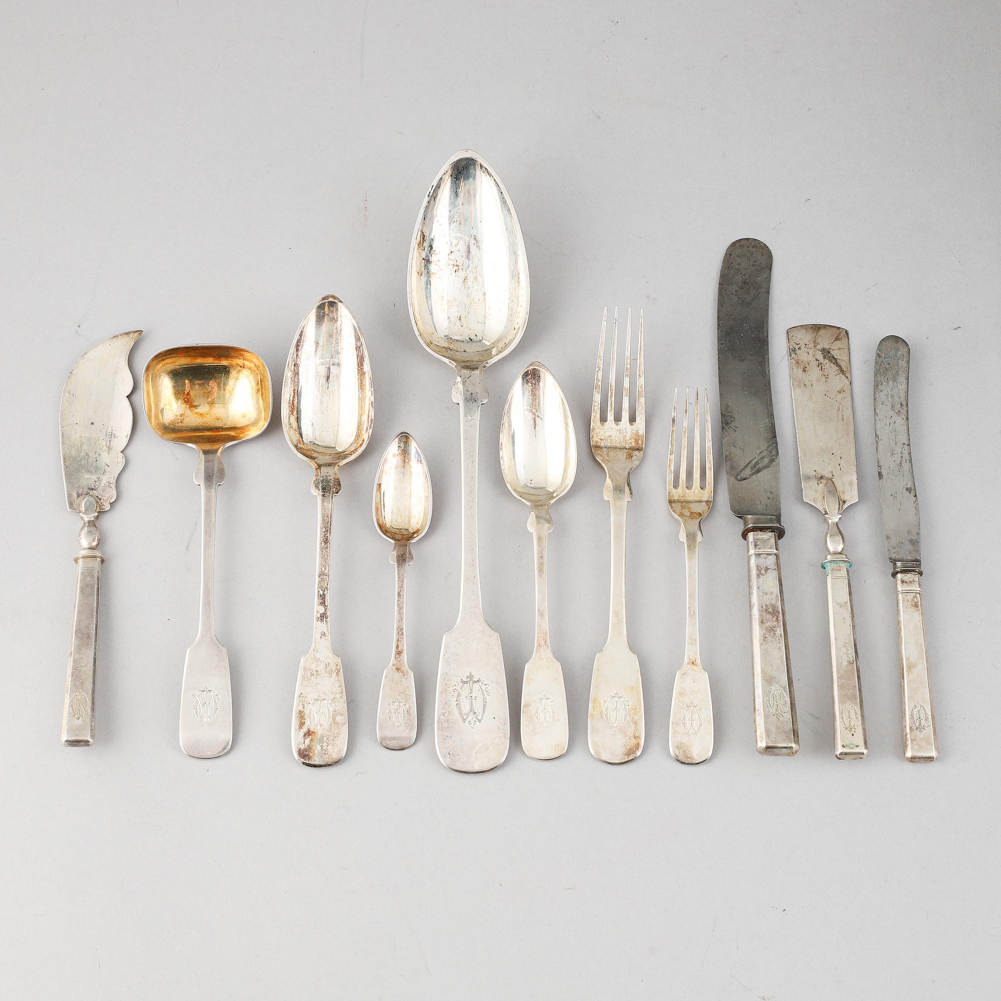 A German 88 piece silver cutlery-set, marked I. Wagner & S., Berlin late 19th century.