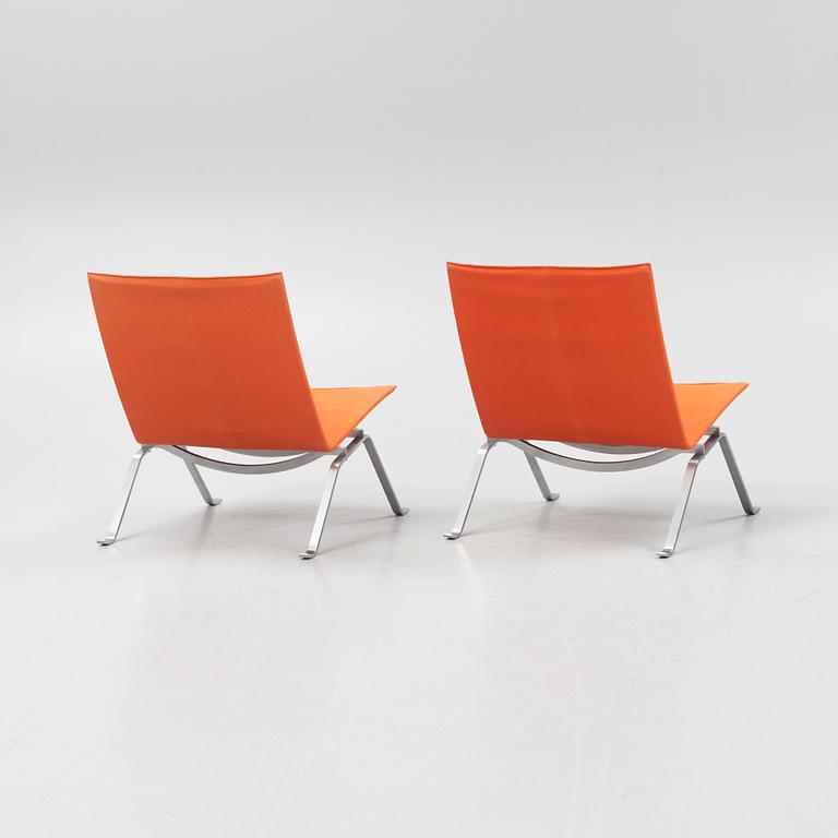 Poul Kjaerholm, a pair of 'PK-22' easy chairs, Fritz Hansen, Denmark, dated 1988.